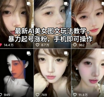 最新AI美女图文玩法教学,暴力起号涨粉,手机即可操作-老菜鸟