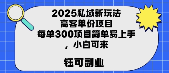 2025私域新玩法高客单价，每单3张操作简单，小白可轻松上手-老菜鸟