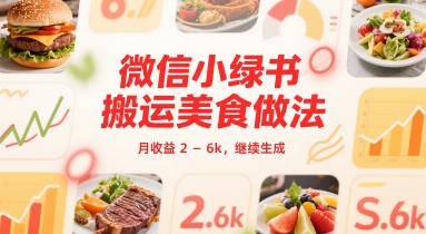 微信小绿书搬运美食做法 月收益 2-6k-老菜鸟
