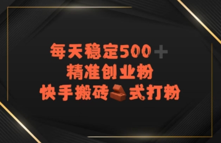 快手搬砖式打粉，每天稳定500+精准创业粉-老菜鸟