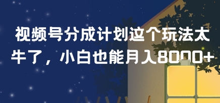 视频号分成计划这个玩法太牛了，小白也能月入8k+-老菜鸟