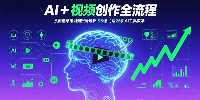 AI+短视频创作全流程：从创意策划到账号增长，96节课(含26项AI工具教学)-老菜鸟