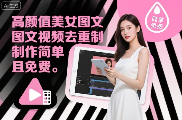 高颜值美女图文视频去重制作教学，制作简单且免费-老菜鸟