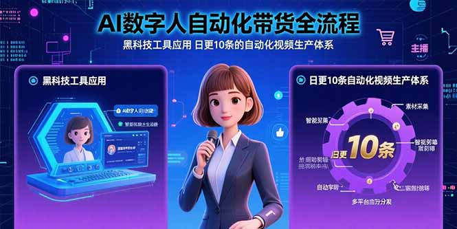 AI数字人自动化带货全流程：黑科技工具应用 日更10条的自动化视频生产体系-老菜鸟