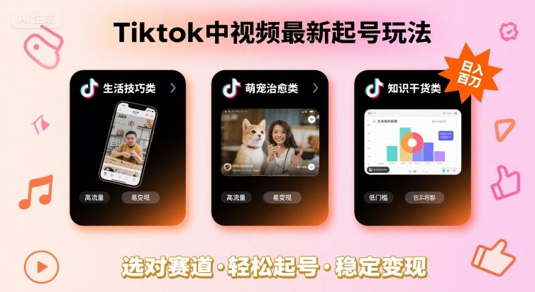 Tiktok中视频最新起号玩法，想要日入百刀，做好这几个赛道就可以了-老菜鸟