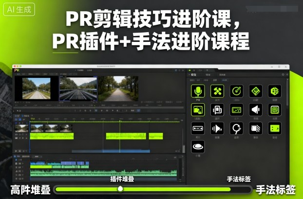 PR剪辑技巧进阶课，PR插件+手法进阶课程-老菜鸟