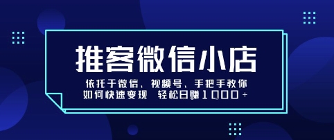 推客微信小店依托于微信、视频号，手把手教你如何快速变现 轻松日入1k+-老菜鸟