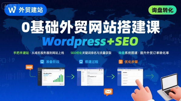 WordPress外贸建站+SEO优化课程,手把手教你从0到1搭建可获得询盘的外贸网站-老菜鸟