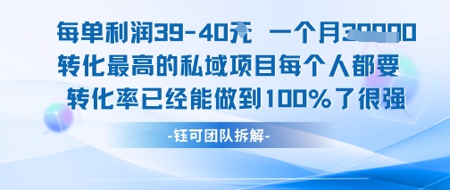 每单利润40，一个月7000+，转化最高的私域项目，每个人都要的产品，转化率已经能做到100%-老菜鸟