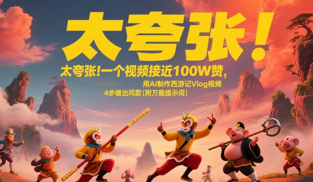 太夸张！一个视频接近100W赞，用AI制作西游记Vlog视频，全流程拆解来了(附万能提示词)-老菜鸟