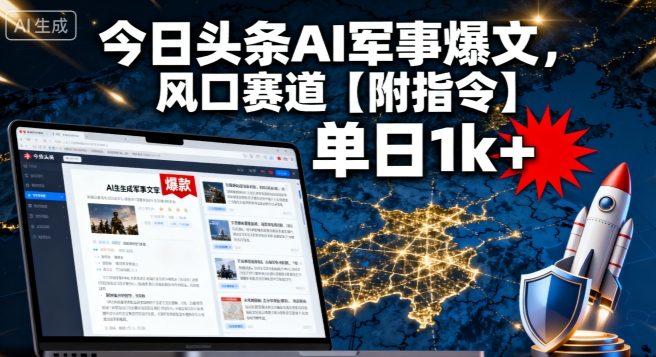 今日头条AI军事爆文，单日1k+，风口赛道【附指令】-老菜鸟