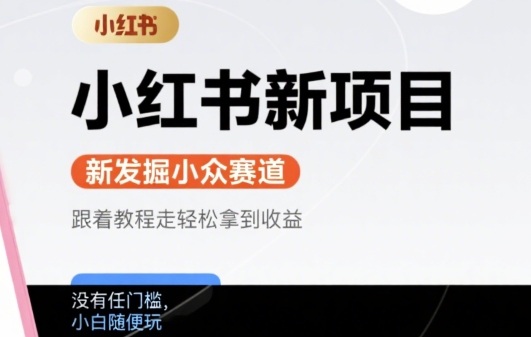 小红书新项目，新发掘出来的小众赛道 ，跟着教程走轻松拿到收益，没有任何门槛，小白随便玩-老菜鸟
