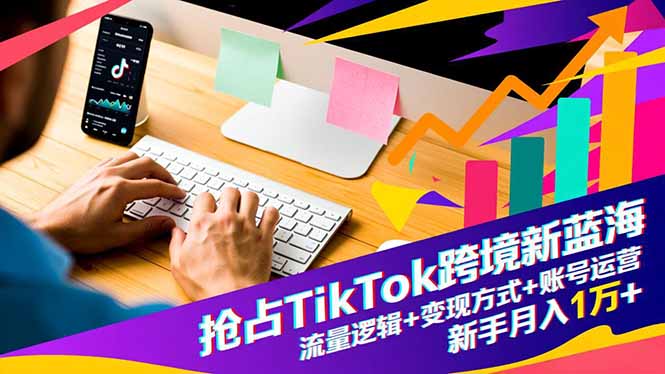 抢占TikTok跨境新蓝海：流量逻辑+变现方式+账号运营，新手月入1万+-老菜鸟