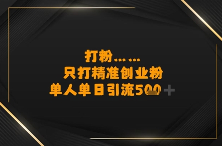 打粉只打精准创业粉，单人单日引流500+-老菜鸟