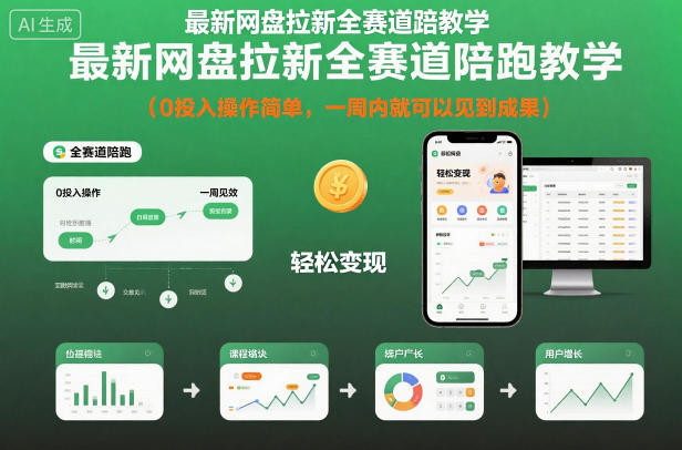 最新网盘拉新全赛道陪跑教学，0投入操作简单，一周内就可以见到成果-老菜鸟