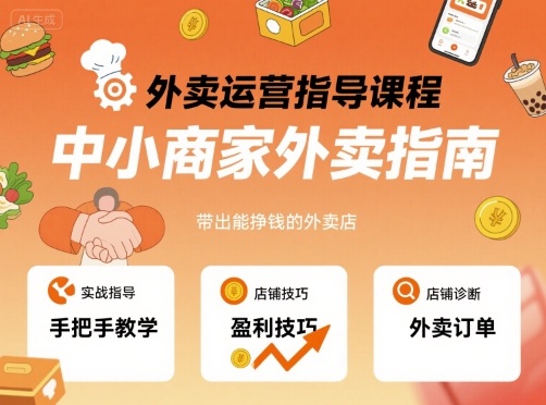外卖运营指导课程，中小商家外卖指南，手把手带出能挣钱的外卖店-老菜鸟