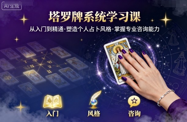 塔罗牌系统学习课，助你从入门到精通，塑造个人占卜风格，掌握专业咨询能力-老菜鸟
