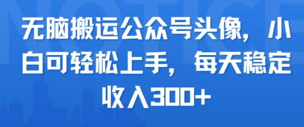 无脑搬运公众号头像，小白可轻松上手，每天稳定收入300+-老菜鸟