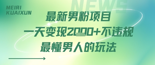 最新男粉项目，一天变现多张不违规，最懂男人的玩法-老菜鸟
