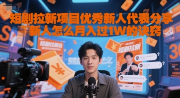 短剧拉新项目，优秀新人代表分享新人怎么月入过1W的诀窍-老菜鸟