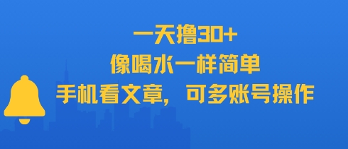 一天撸30+，像喝水一样简单，手机看文章，可多账号操作-老菜鸟