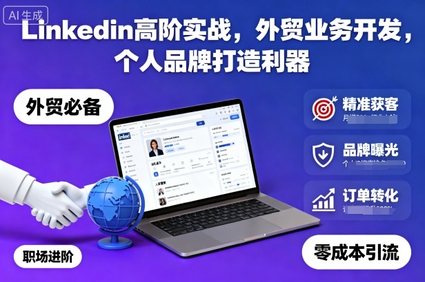 Linkedin高阶实战，外贸业务开发，个人品牌打造利器-老菜鸟