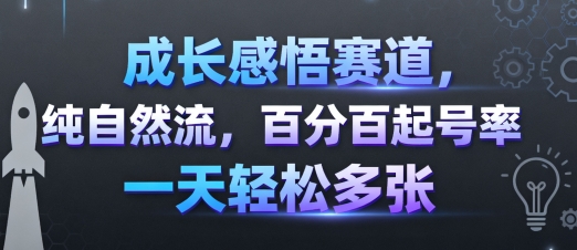 成长感悟赛道，纯自然流，百分百起号率 一天轻松多张-老菜鸟