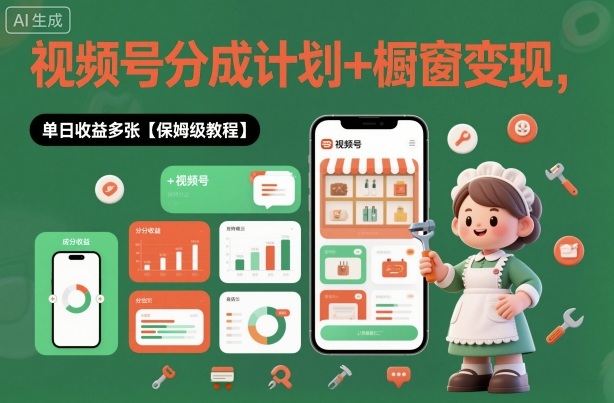 外面收费1980视频号分成计划+橱窗变现，单日收益多张【保姆级教程】-老菜鸟