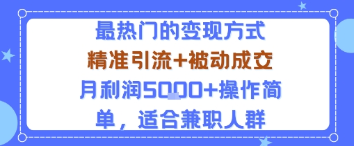 小众赛道玩法：当下最热门的变现方式，精准引流+被动成交月利润5k+操作简单，适合兼职人群-老菜鸟