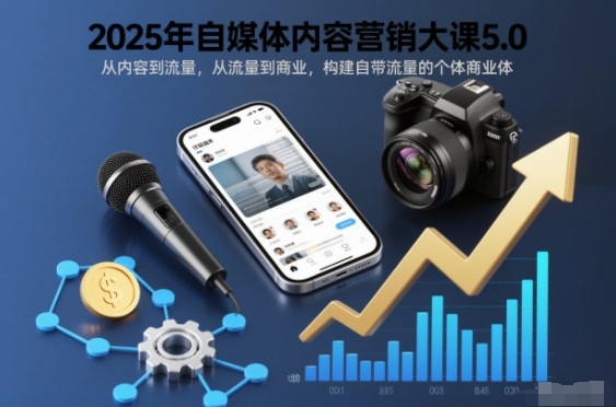 2025年自媒体内容营销大课5.0,从内容到流量,从流量到商业,构建自带流量的个体商业体-老菜鸟