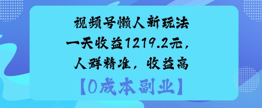 视频号懒人新玩法，手把手实操，一天收益1k，人群精准，收益高-老菜鸟