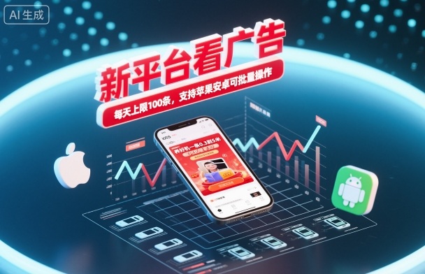 新平台看广告，养好机一条0.3到5米，每天上限100条，支持苹果安卓可批量操作-老菜鸟