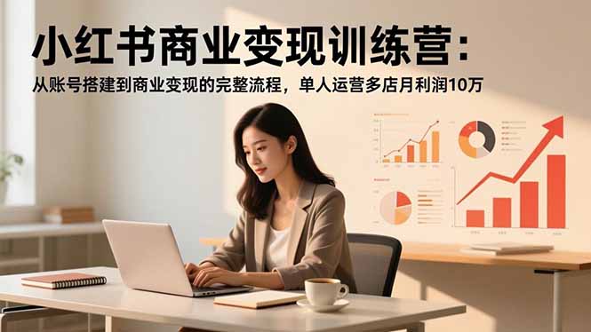 小红书商业变现训练营：从账号搭建到商业变现的完整流程，单人运营多店月利润10万-老菜鸟