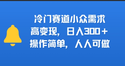 冷门赛道小众需求，高变现，日入300+，操作简单，人人可做-老菜鸟