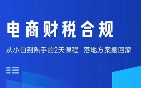 电商财税合规线下课，适合老板+财务，教你规避涉税风险，实现低成本合规经营-老菜鸟