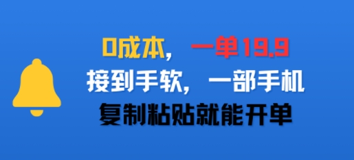 0成本，一单19.9，接到手软，一部手机，复制粘贴就能开单-老菜鸟