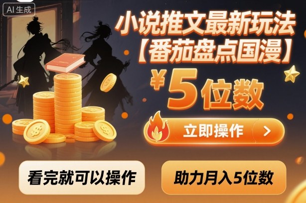 小说推文最新玩法，助力月入5位数【番茄盘点国漫】玩法，看完就可以操-老菜鸟