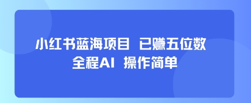 小红书蓝海项目，全程AI，操作简单，已挣五位数-老菜鸟