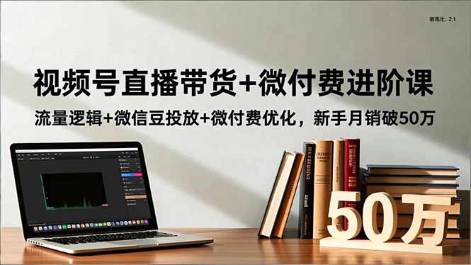 视频号直播带货+微付费进阶课：流量逻辑+微信豆投放+微付费优化，新手月销破50万-老菜鸟
