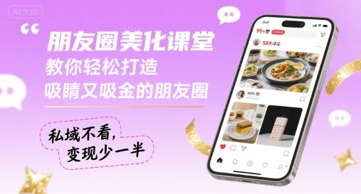 朋友圈美化课堂，教你轻松打造，吸睛又吸金的朋友圈，私域不看，变现少一半-老菜鸟