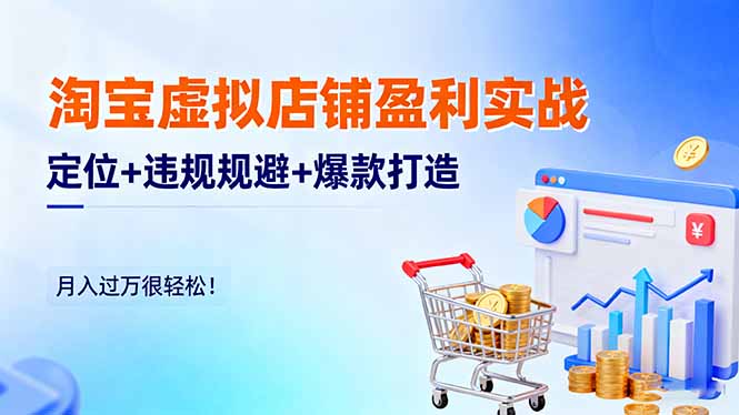 淘宝虚拟店铺盈利实战：定位+违规规避+爆款打造，月入过万很轻松！-老菜鸟