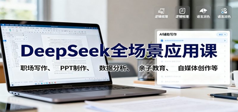 DeepSeek全场景应用课：职场写作、 PPT制作、数据分析、亲子教育、自媒体创作等-老菜鸟