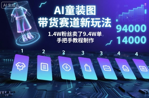 AI童装图文带货赛道新玩法，1.4W粉丝卖了9.4W单，手把手教程制作-老菜鸟