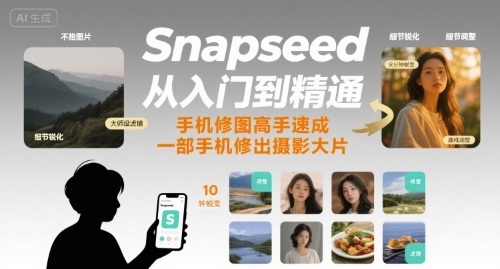 Snapseed从入门到精通，手机修图高手速成，一部手机就能修出摄影大片-老菜鸟
