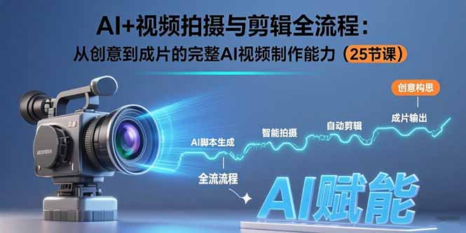 AI+视频拍摄与剪辑全流程：从创意到成片的完整AI视频制作能力（25节课）-老菜鸟
