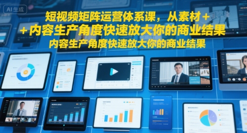 短视频矩阵运营体系课，从素材+内容生产角度快速放大你的商业结果-老菜鸟