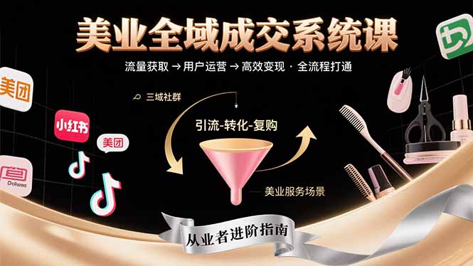 美业全域成交系统课程：帮助美业从业者打通从流量获取到高效变现全流程-老菜鸟