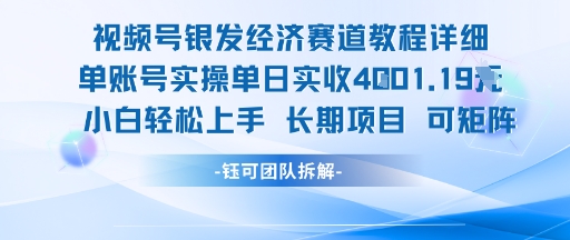 视频号银发经济赛道单账号实操单日实收1k+，小白轻松上手长期项目-老菜鸟