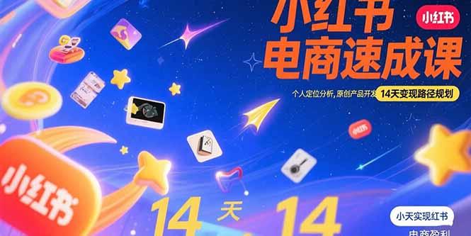 小红书虚拟电商速成课：个人定位分析，原创产品开发，14天变现路径规划-老菜鸟