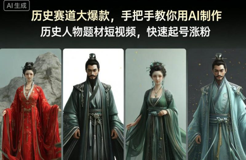 历史赛道大爆款，手把手教你用AI制作历史人物题材短视频，快速起号涨粉-老菜鸟